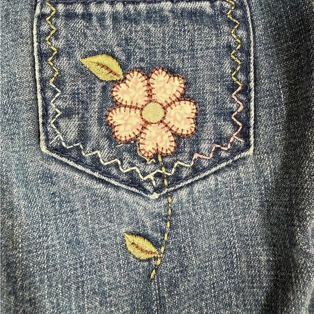 VINTAGE‎ GYMBOREE Girls 2003 Floral Embroidered Denim Jeans 18-24 M Cottagecore